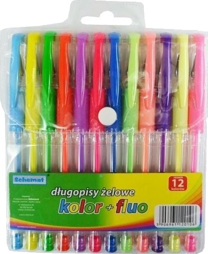 Gelpenn + Fluorescerende 12 Farger