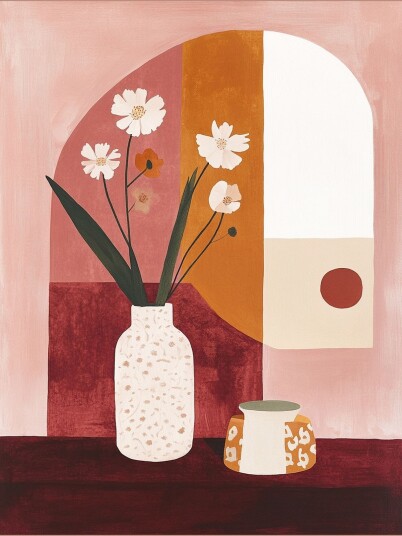 Plakat   Abstrakt Blomster Vase