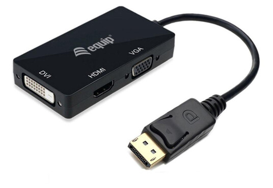 EQUIP Displayport->HDMI/VGA/DVI Adapter St/Bu        schwarz