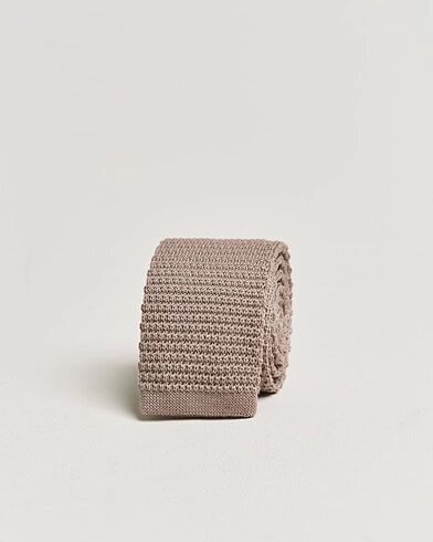 Amanda Christensen Wool Knitted 6cm Tie Beige