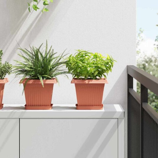 vidaXL Firkantet Blomsterbrett 6 stk. Klinker Rød 15 x 15 x 2 cm Plast