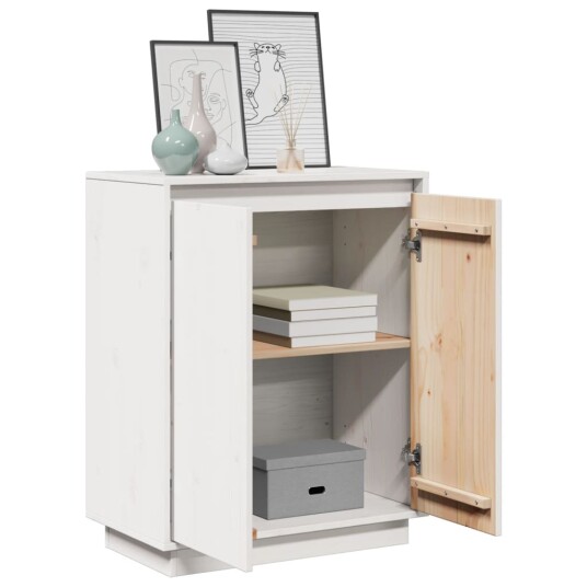vidaXL Skjenk hvit 60x34x75 cm heltre furu