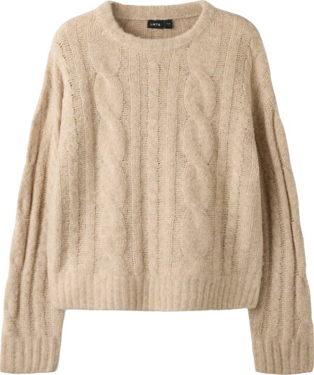 LMTD Collegegenser NlfkLeavecable Strikk Havregrøt LMTD 15 16 år (170 176) Collegegenser Beige Brun
