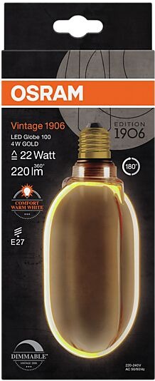 Osram led dekorasjonspære e27 ø100 22 220lm gold dim ekstra varm