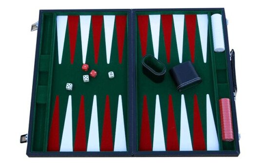 Asmodee Backgammon Vinyl Stor 18" Spillbrett med Koffert Asmodee Backgammon Vinyl Stor 18" Spillbrett med Koffert