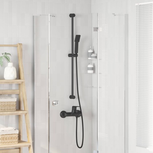 vidaXL Dusjhodesett Svart 150 cm Rustfritt Stål