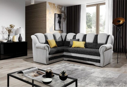 Seksjonssofa Eltap Lord II 243x195x112 cm Berlin 02 Berlin 10 Sort Grå Venstre