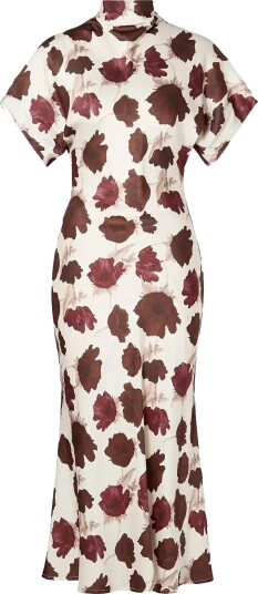 Malina | Alivia Short Sleeve Satin Midi Dress | M