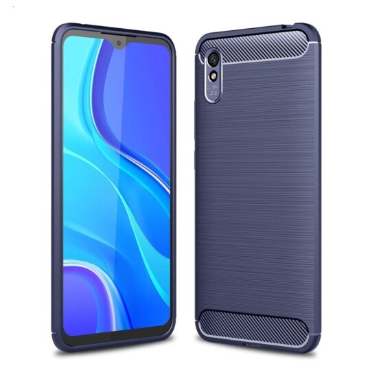 INCOVER Xiaomi Redmi 9A / 9AT Brushed Carbon Fiber Deksel - Blå