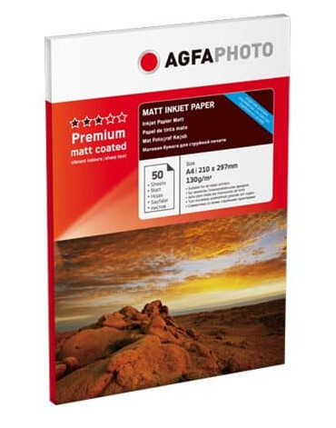 AgfaPhoto PremiuMatt - belagt - hvit - A4 (210 x 297 mm) - 130 g/m² - 50 ark boks - fotopapir