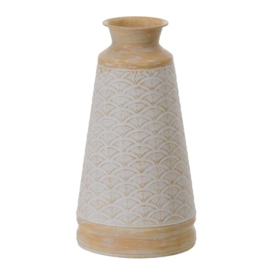 Bigbuy Home Vase 22 X 22 X 41,5 Cm Naturell Metall Hvit