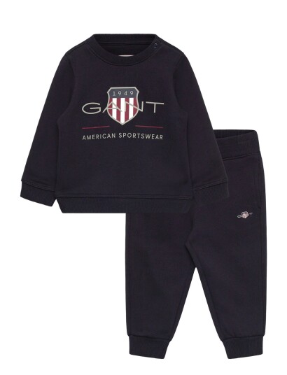 Gant Kids Archive Shield Crew And Sweatpant Set Navy 110