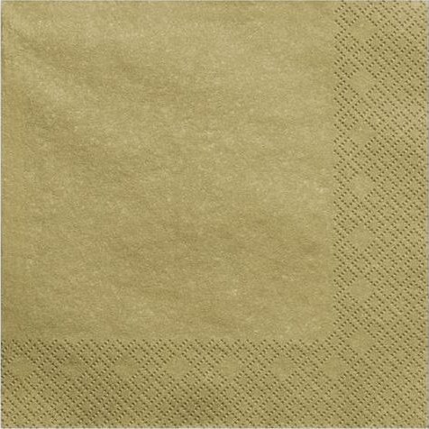 Party Deco Servietter I Papir Gull Metallisk 33X33 Cm 20 Stk. Universell