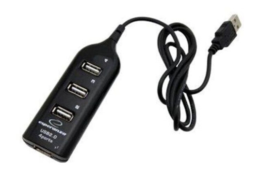 Esperanza EA116 USB-hub - USB 2.0 - 4 porter - Svart