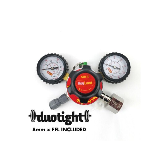 Kegland CO2 regulator MK4 med 1 utgang. Duotight 8mm inkludert