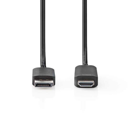 Nedis Displayport kabel Displayport Han HDMI  kontakt 4k@60hz Nikkel Belagt 2.00 M Rund PVC Sort Plastpose