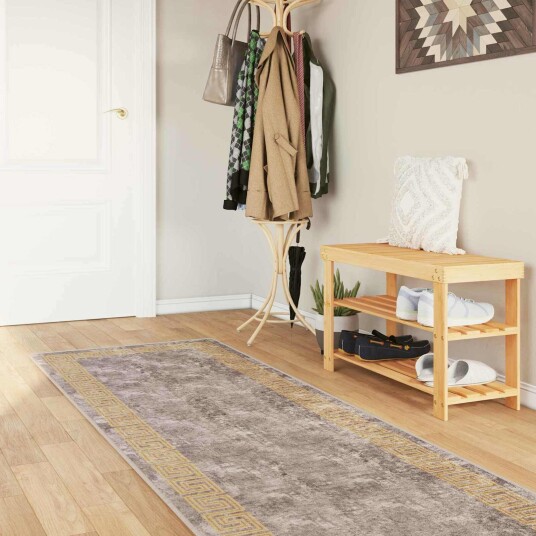 Teppe Runner MARSA Grå 100 x 400 cm Polyester og PVC