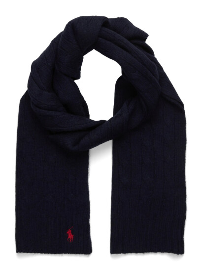 Polo Ralph Lauren Cable-Knit Wool-Cashmere Scarf - Navy - ONE SIZE Polo Ralph Lauren Cable-Knit Wool-Cashmere Scarf - Navy - ONE SIZE