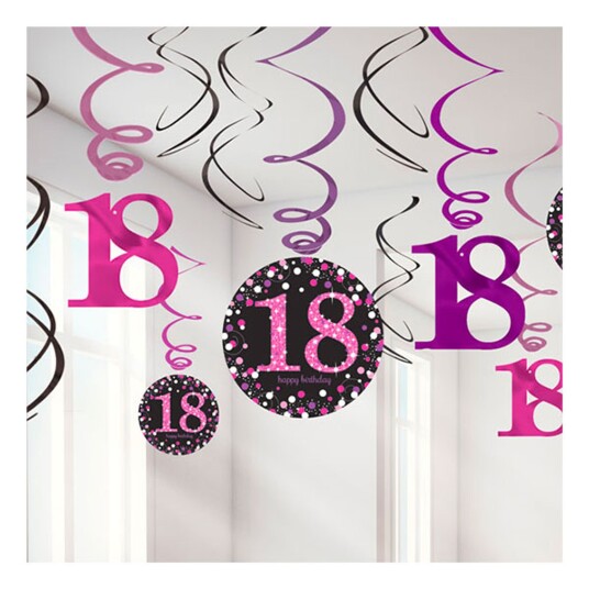 Amscan International Swirls 18 Rosa Hengende Dekorasjon - 12-pakning