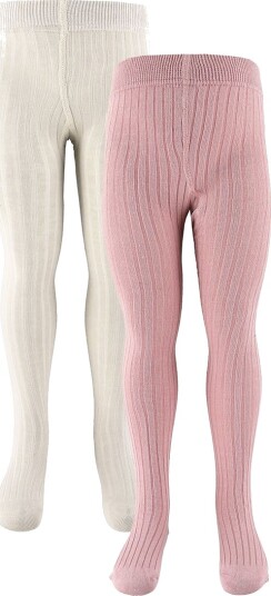 Minymo Ash Rose Strømpebukser Solid Rib 2-Pakning 104-110