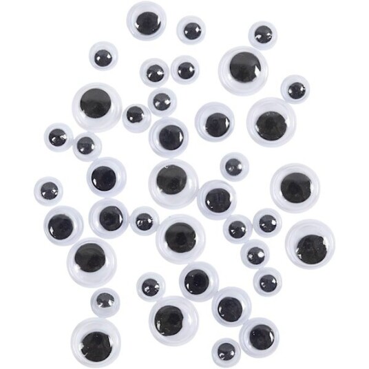 Bevegelige Øyne dia. 6+8+10 mm 40 ass./ 1 pk. Bevegelige Øyne dia. 6+8+10 mm 40 ass./ 1 pk.