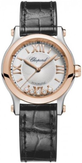 Chopard Dameklokke 278573 6013 Happy Sport Sølvfarget/Lær Ø30 mm