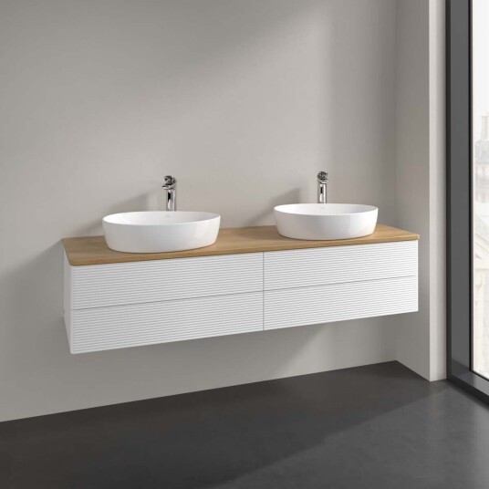 Villeroy & Boch Antao Servantskap med 4 skuffer 160x50x36 cm m/lys Hvit Matt/Eik