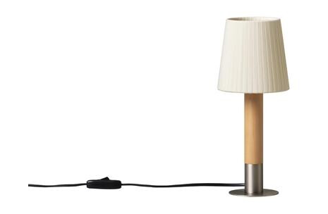 Santa & Cole Básica Minima Bordlampe Natur/Bjørk/ Nikkel Santa & Cole Básica Minima Bordlampe Natur/Bjørk/ Nikkel