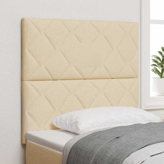 Sengegavl Diamantmønster Krem 90 cm Stoff