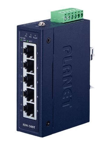 Planet Isw-500T - Switch - 5 X 10/100 - Din-Skinnemonterbar, Veggmonterbar - Ac 24 V / Dc 12 48 V