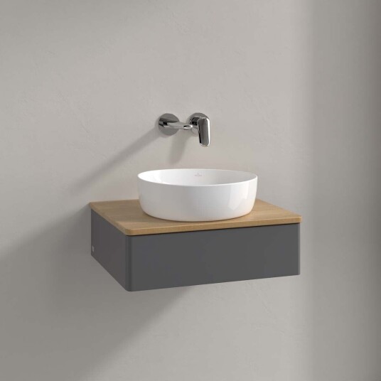 Villeroy & Boch Antao Servantskap med 1 skuff 60x50x19 cm m/lys Antrasitt/Eik