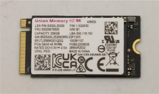Lenovo SSD 256GB M.2 2242 PCIe 4x4 Opal 5SS0W79505