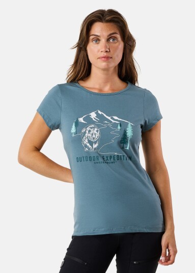 Swedemount Forest Tee W Sage Green Bear 44 T-Shirts