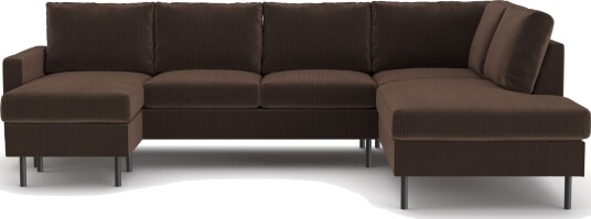 Peppe 4 seters Høyrevendt U formet Sofa med Divan og Sjeselong i Manchester Brun
