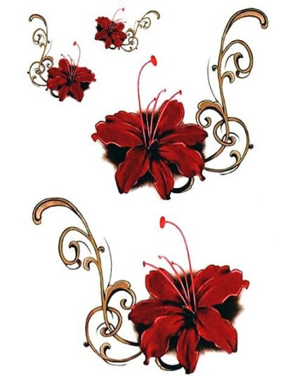 Lilies 8 stk Tatoveringer Fake Tattoo