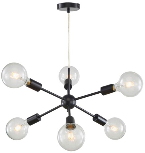 Børscompagniet Lampe Satelitt 6-arm Metall Sort 56x30cm Børscompagniet Lampe Satelitt 6-arm Metall Sort 56x30cm