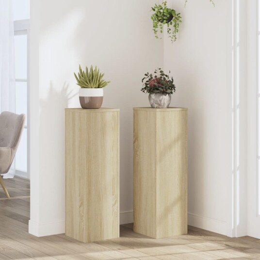 Plantestativer 2 stk sonoma eik 25x25x80 cm konstruert tre Plantestativer 2 stk sonoma eik 25x25x80 cm konstruert tre