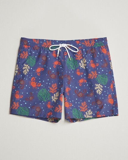 Drake's Crabs Drawstring Swimshorts Blue