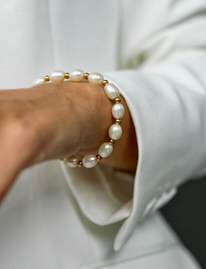 Bud to rose Pearl Elastic Bracelet White ONE SIZE Bud to rose Pearl Elastic Bracelet White ONE SIZE