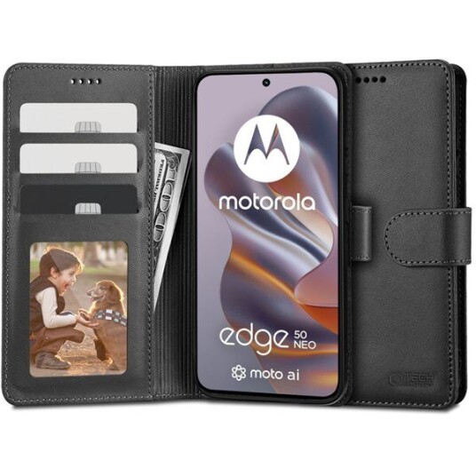 Tech-Protect Lommeboketui for Motorola Edge 50/60 Neo med Magnet og Stativ - Svart
