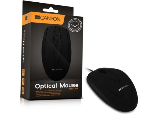 Canyon Cne-Cms1, Ambidekstriøs, Optisk, Usb Type-A, 800 Dpi, Svart