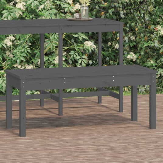 vidaXL Hagebenk grå 109x44x45 cm heltre furu vidaXL Hagebenk grå 109x44x45 cm heltre furu