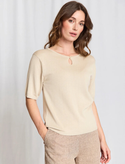 Bruun & Stengade Bs Francesca  Regular Fit T Shirt   Beige   XS