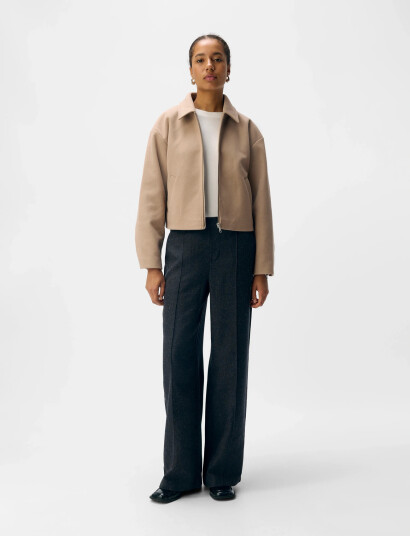 Object Objpolly L/S Short Jacket Noos - Beige - 44