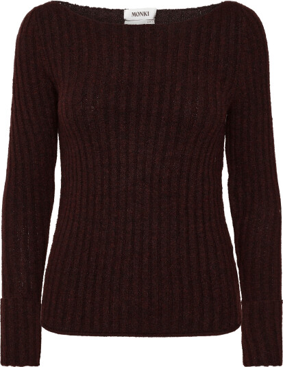 Monki Knitted Ribbed Sweater Burgundy XS