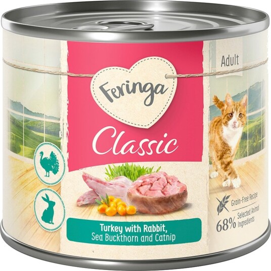 Feringa Classic Meat Meny Kanin Og Kalkun Med Tindved Og Kattemynte 6 X 200 G