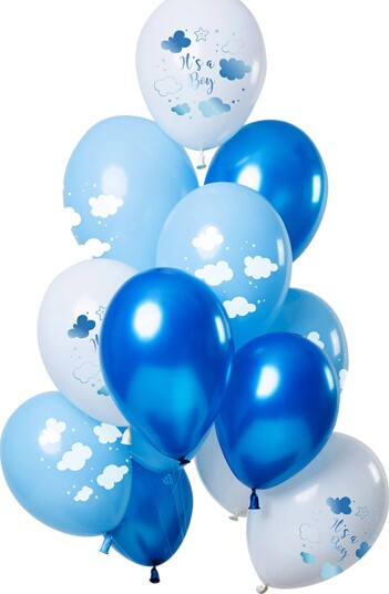 Folat Ballonger Hvit/Blå Its a Boy 12-pakning 69340