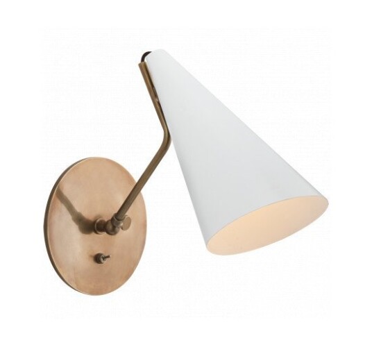 Clemente Wall Light Antique Brass/White Clemente Wall Light Antique Brass/White