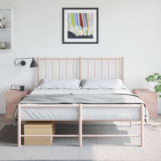  Nattbord 2 stk rosa 34,5x39x44 cm stål 841622