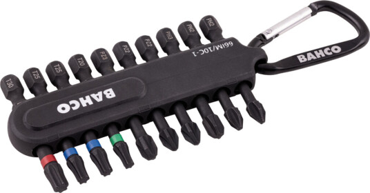 Bahco 10 deler Bitsskrutrekkersett 50mm med Karabin og Torx, PH, PZ Bahco 10 deler Bitsskrutrekkersett 50mm med Karabin og Torx, PH, PZ